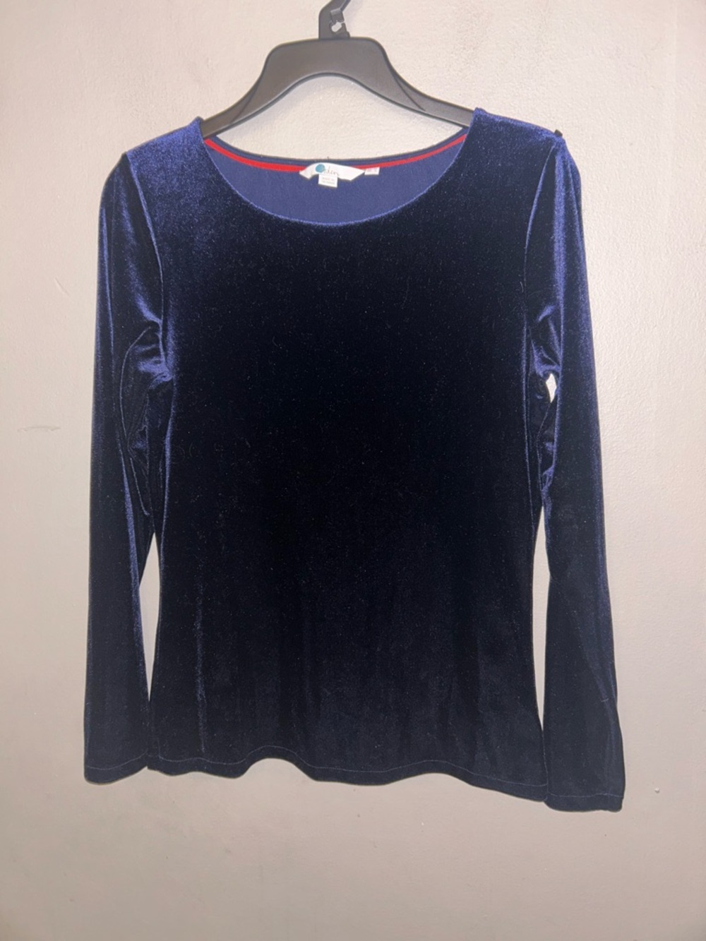 Boden Shirt - navy blue “Suki Velvet” long sleeve top - Picture 3 of 9